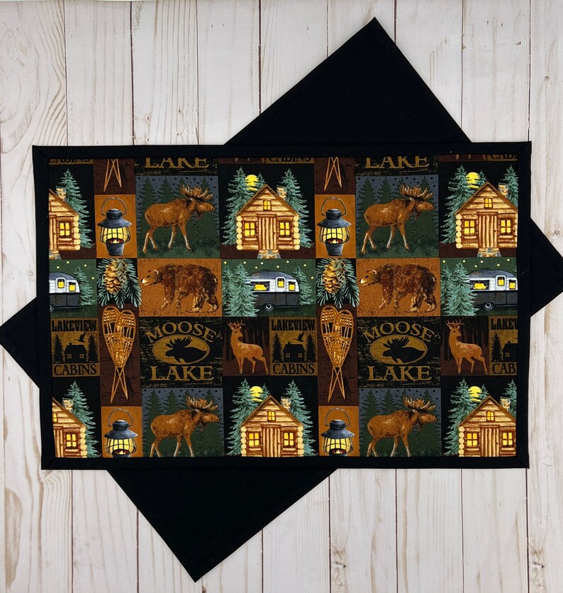 Set of 2 Rectangular Log Cabin Themed Placemats Log Cabin Etsy