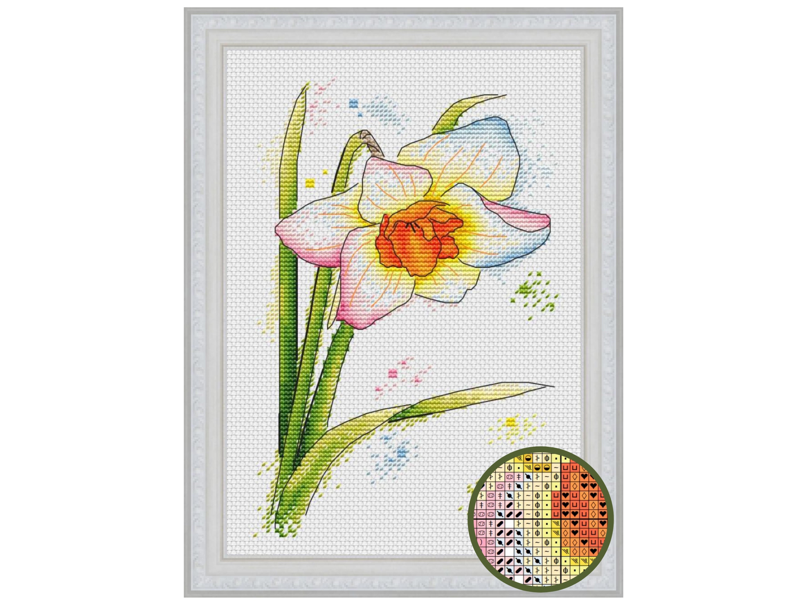 Daffodil Flower Cross Stitch Pattern Floral Cross Stitch | Etsy