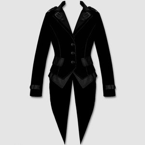 Gothic Black Ladies Tailcoat Velvet Jacketfeaturing Black - Etsy