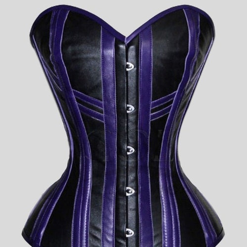 Overcast Busk outlet Boned Black and Blue Leather Bustier