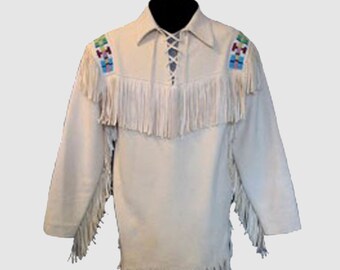 Da Uomo Rockmount Nero Frangia VINTAGE Ricamato Camicia cowboy western