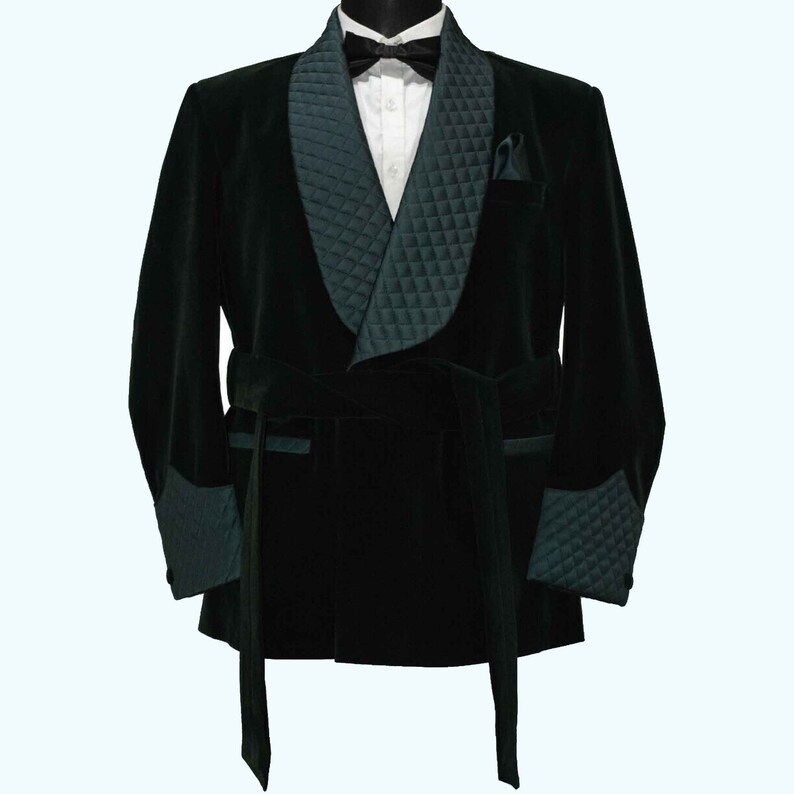 Mens Velvet Smoking Quilted Long Dinner Coat,Men/'s Velvet Long Smoking Coat,Smoking jackets