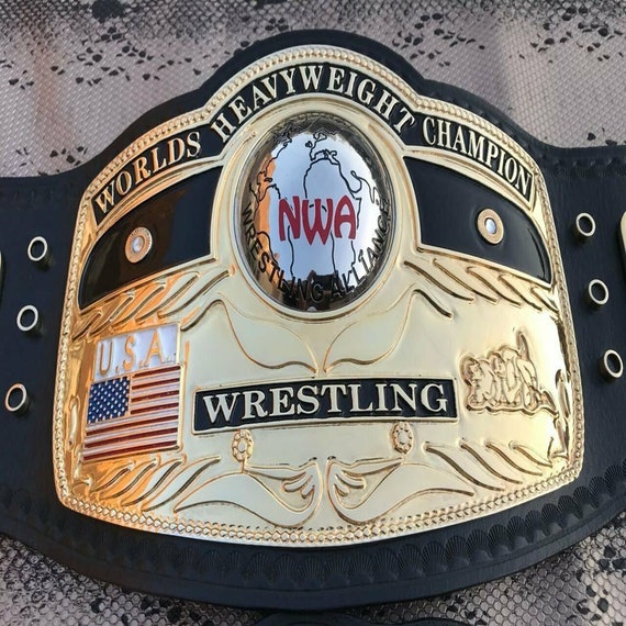 NWA Championship Belt 2MM Brass Plates Adult Size & Leather | Etsy