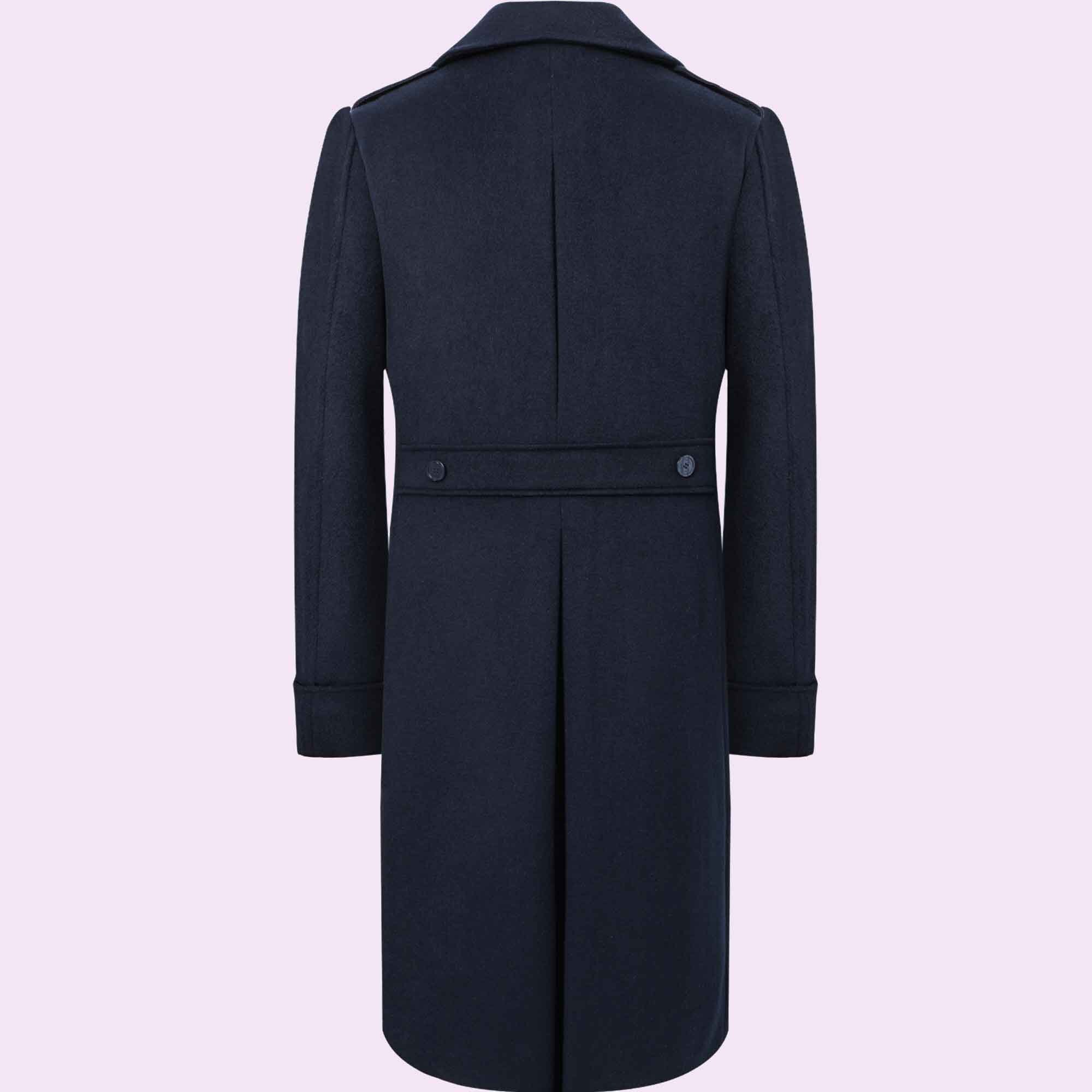 Mens Navy Blue Wool Great Coat Long Overcoat Heavy Wintermens Etsy UK