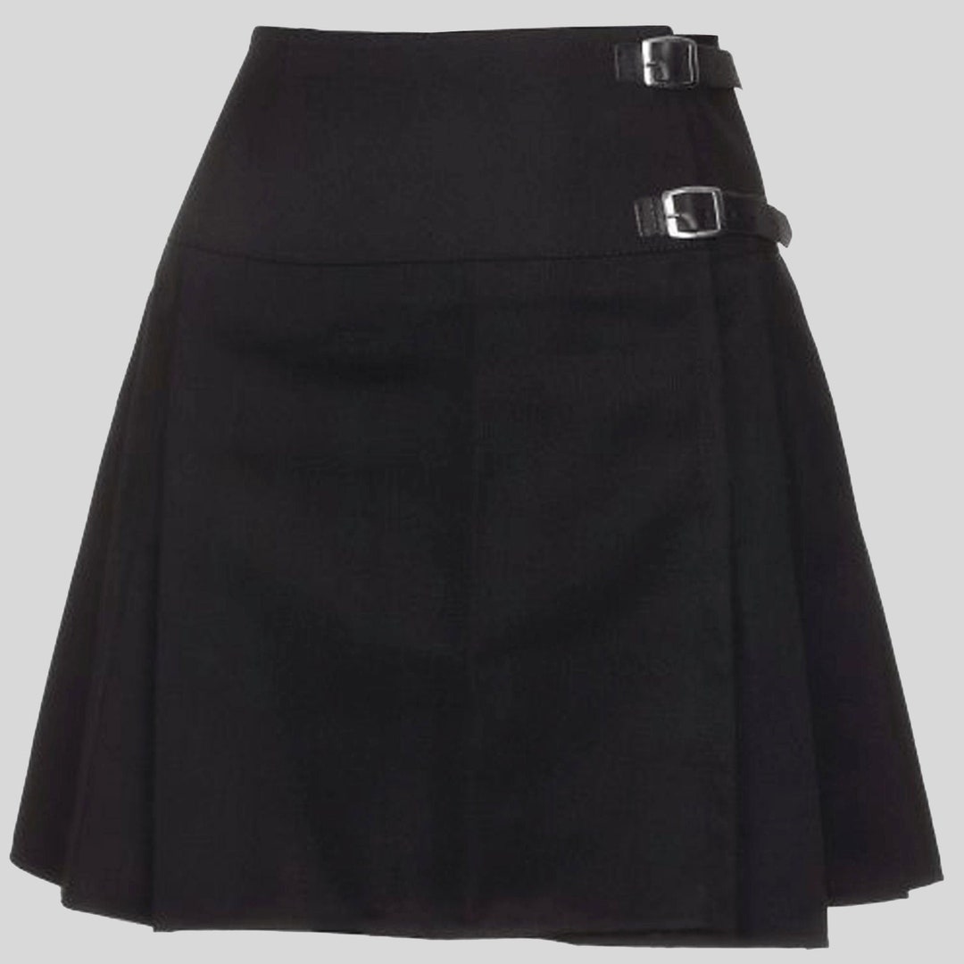Scottish Plain Black Short Tartan Kiltladies Fashion - Etsy