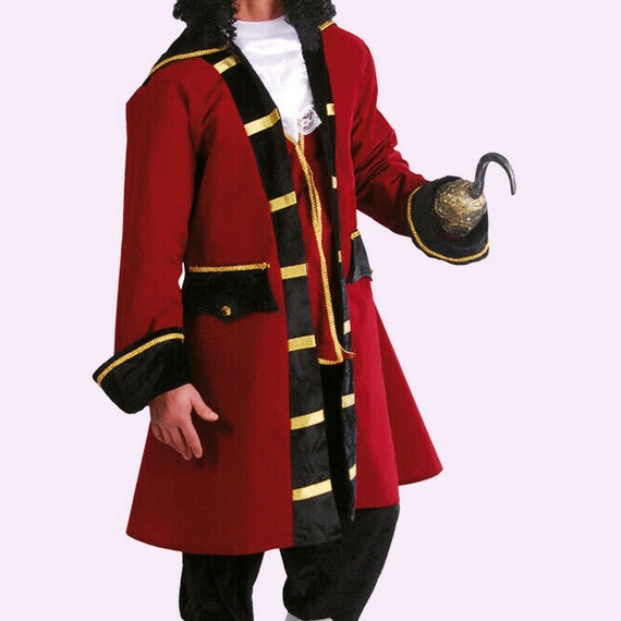 Adult Peter Pan Captain Style Pirate Fancy Dress Costume Large Size 