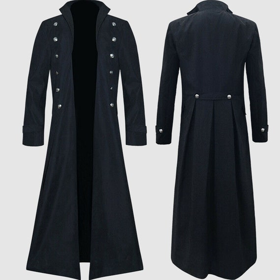 Mens Steampunk Gothic Vintage Style Trench Coat Long | Etsy UK