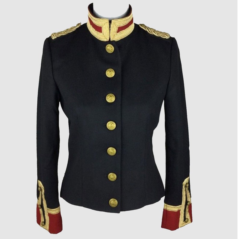 Women Wool Military Hussar Jacket Army Officer Band Coat Etsy UK