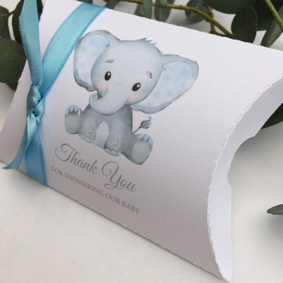 8 x BABY ELEPHANT Thank You Pillow Boxes - Baby Shower - Boy - Party Favour PB10