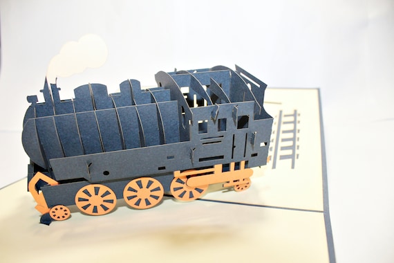 Birthday, Get Well, Thank you, Congrats or All Occassions 3D Pop Up Train Card.