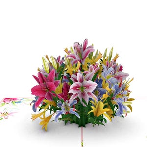 Flowers Bouquet Pop Up Card , Mother&#39;s day Pop Up Card, Birthday pop up 3D Card, Handmade 3D Popup Cards for Birthday, Just Because