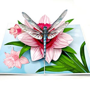 Dragonfly 3D-verjaardagskaart pop-up voor oma, moeder, schoonmoeder, dochter, nichtje - ideaal cadeau voor verjaardag, pop-up wenskaart