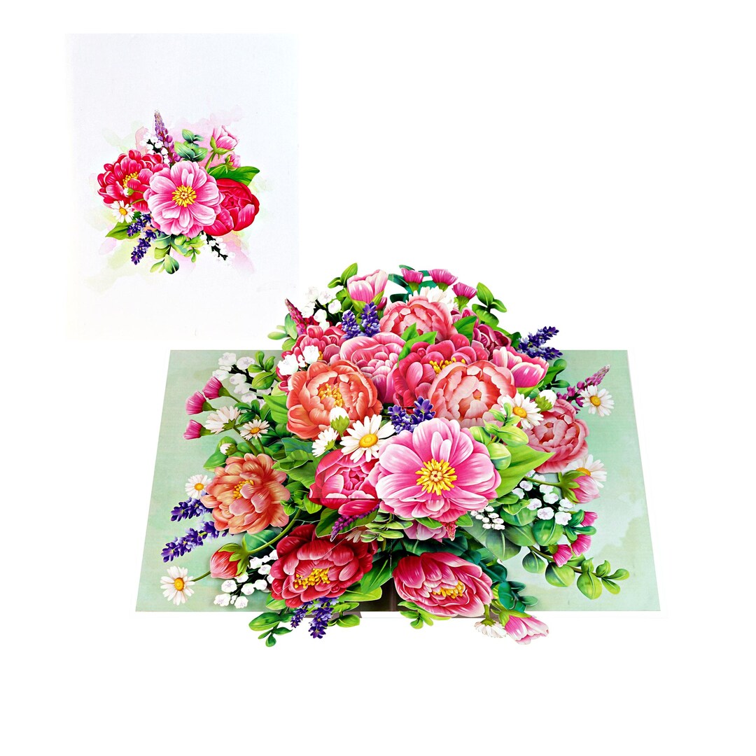 Peonies Pop up Card, 3D Butterfly Greeting, Spring Flower Card - Etsy