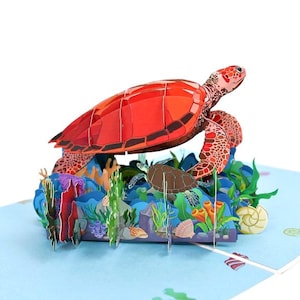 Carte pop-up 3D tortue, carte pop-up d'anniversaire tortue, carte pour amoureux des tortues, carte pour mère, père, carte pour femme, fille