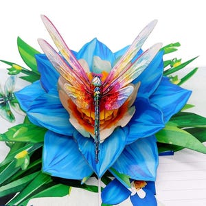 Libélula em flor Pop Up Card - Cartões 3D, Cartões de felicitações, Cartões de aniversário pop-up, Cartão para a mãe, Cartões de aniversário 3D Cartões de felicitações pop-up