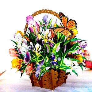 Tarjeta de felicitación - Tarjeta de flores, tarjeta romántica emergente 3D, San Valentín, Día de la Madre, boda, aniversario, cumpleaños