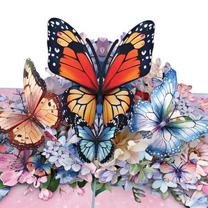 Carte pop-up 3D fait main papillon, carte de voeux, carte papillon, pour anniversaire, anniversaire, félicitations, merci, toutes occasions