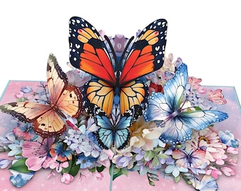 Carte pop-up 3D fait main papillon, carte de voeux, carte papillon, pour anniversaire, anniversaire, félicitations, merci, toutes occasions
