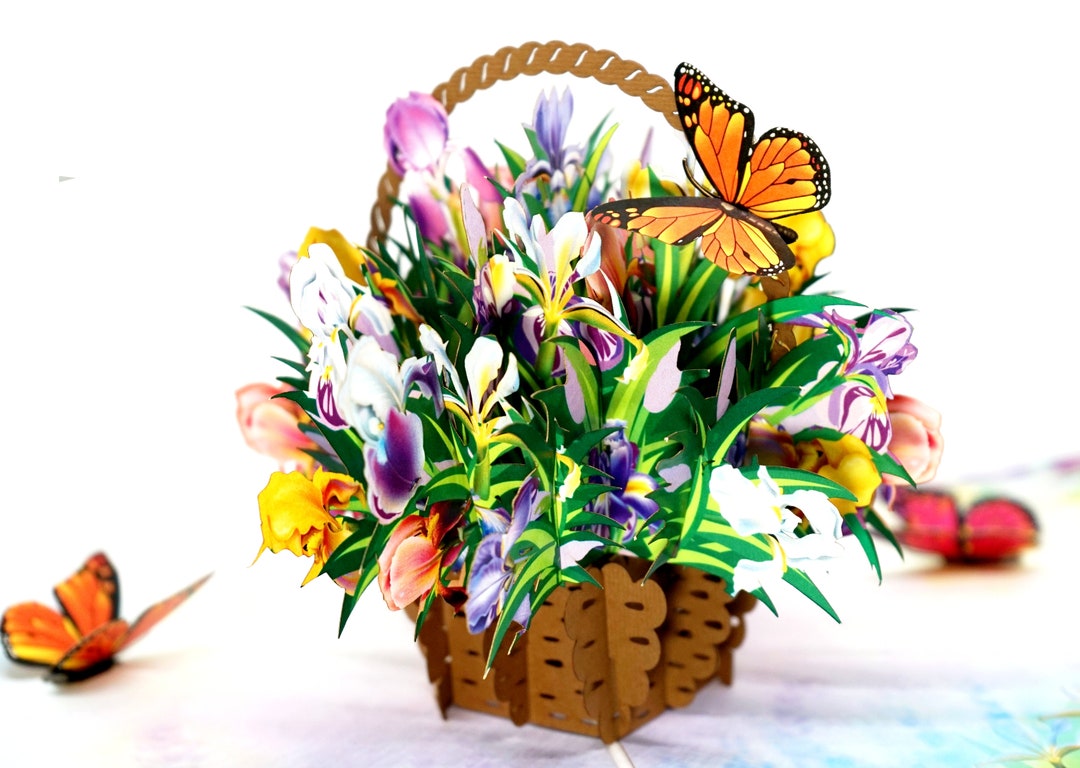 Flower Basket Pop up Card | Handmade 3D Popup Greeting Cards for Fall ...