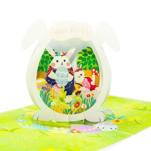Tarjeta emergente de conejito de Pascua, tarjeta de Pascua, tarjeta emergente de Pascua, conejito de Pascua, tarjeta de felicitación de Pascua, tarjeta de Pascua 3D