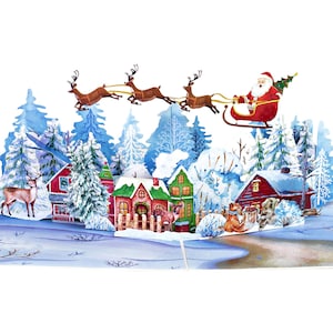 Pop-up kerstkaart, handgemaakte 3D pop-upwenskaarten voor Kerstmis, vakantie en kerstcadeau