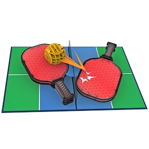 Carte pop-up pickleball, carte d'anniversaire pop-up 3D - carte de voeux amusante sur le thème du pickleball pour pickleball, cadeau unique de pickleball pour les anniversaires