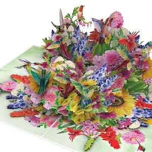 Pop Up Card for any occasions, 6x8 in Hummingbird Flower Pop Up Birthday Cards For Mom, Wife, Daughter, Her, Sister, Grandma, Mother In Law