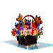 Flower Basket Pop Up Card | Handmade 3D Popup Greeting Cards for Fall, Winter, Christmas, Birthday, Thanksgiving, Just Because, All Occasion 