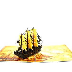 Sail Boat Pop Up Card - Tarjeta de felicitación - Arquitectura del barco - Hermoso arte - Tarjeta emergente 3D - Velero - Regalo - Papel Bueno