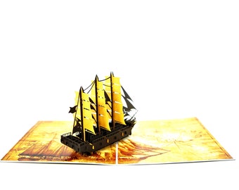 Sailing Ship Pop-Up Card - 3D Paper Architecture Gift