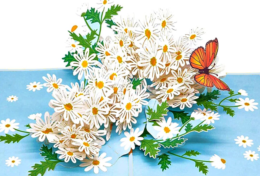 Daisies and Monarch Butterfly 3D Pop up Card - Etsy
