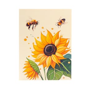 Tarjeta desplegable de girasol 3D: temática de abejas y jardín imagen 4