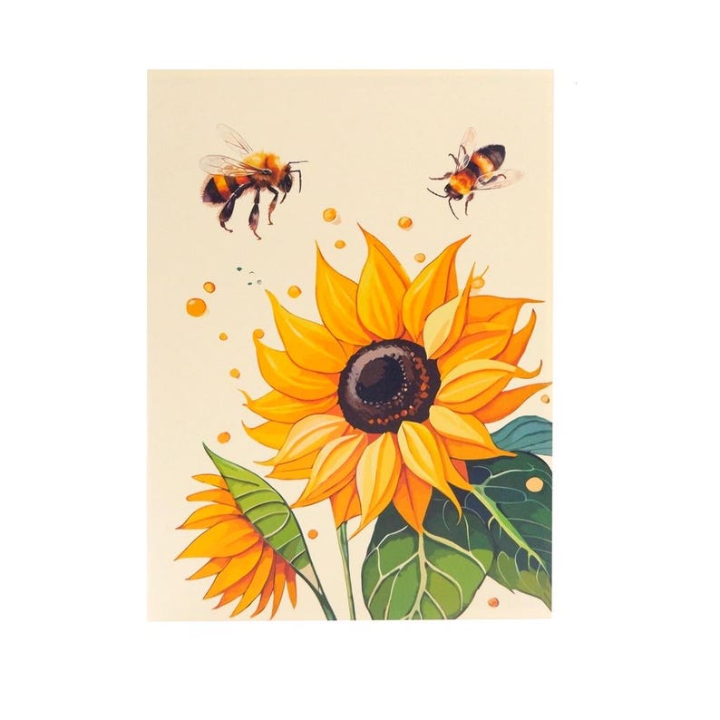 Tarjeta desplegable de girasol 3D: temática de abejas y jardín imagen 4