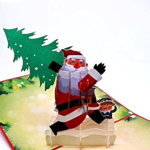 Carte pop-up 3D - Carte pop-up de Noël, cartes de voeux pop-up 3D faites main pour Noël, vacances, cadeau de Noël