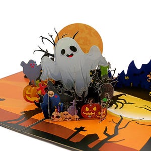 Carte pop-up de voeux d'Halloween, maison hantée 3D, carte d'Halloween drôle pour enfants, ami, petit ami, petite amie, des bonbons ou un sort