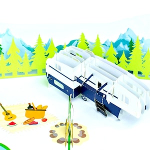 Cartão pop-up 3D para veículo recreativo para todas as ocasiões, aposentadoria, cartão de feliz aniversário, cartão de dia dos pais, cartão para mãe, cartão para pai
