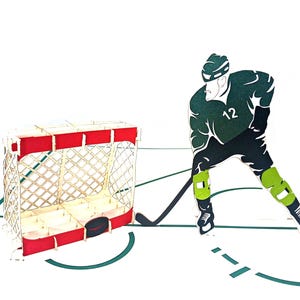 Biglietto pop-up di hockey / Biglietto d'auguri sportivo 3D / Regalo unico per tifosi, giocatori e allenatori di hockey