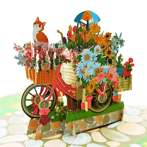Blumen Warenkorb Pop Up Karte, Geburtstag Pop Up Handgemachte 3D Pop Up Grußkarten für Geburtstag, Thanksgiving, einfach so, alle Gelegenheiten