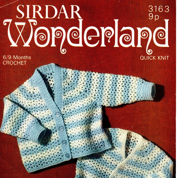 Vintage 'Sirdar Wonderland 3163' Crochet Babies Cardigan Patterns, PDF Digital Download