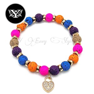Lava beads bracelet, Beaded Stack Bracelet, Bracelets, Stretch Beaded Bracelet Gifts for Her, beads bracelets, stackable bracelets,