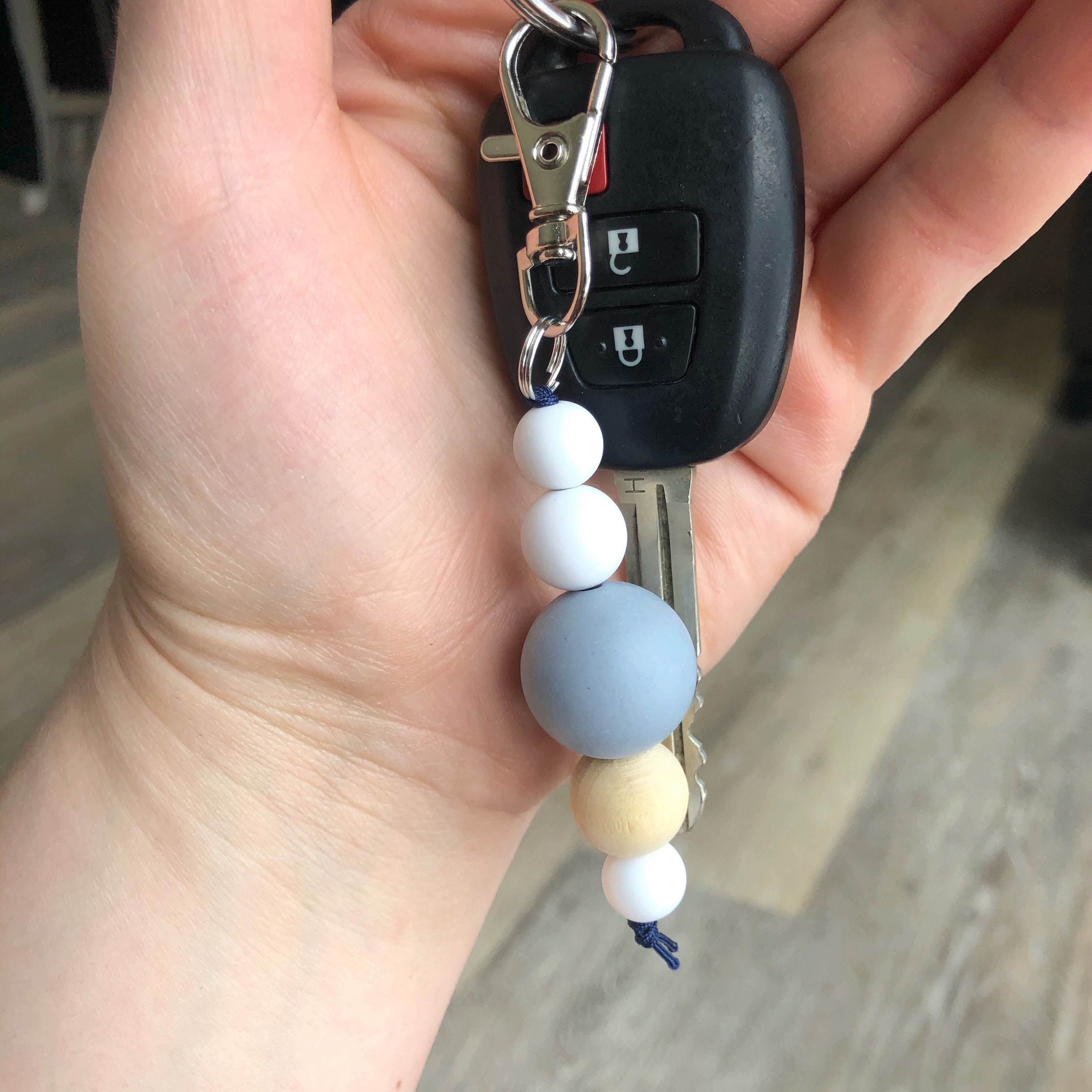 Minimalist Keychain Bead Keychain Wood Keychain car | Etsy