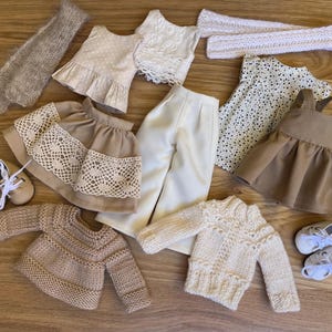 Doll Capsule Wardrobe for Paola Reina – Linen, Cotton and Wool Outfit Set, Paola Reina clothes, Paola Reina outfit, 13 inch doll clothes