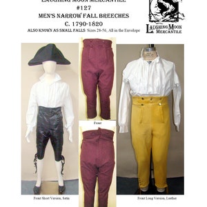127 Narrow Fall Breeches with Size Layers 1790-1820 Sizes 28-56