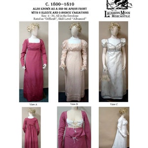 126 Regency Round or Trained Gown with High Stomacher Front - Download of Laughing Moon Mercantile - Now with Size Layers!