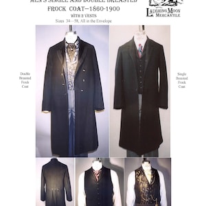 109 Victorian and Edwardian Single and Double Breasted Frock Coats and 2 Vests - Laughing Moon Mercantile