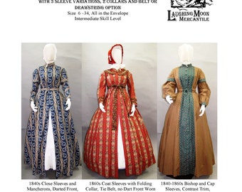 118 Wrapper, Work Dress, or Morning Gown 1840-1860 with Size Layers Laughing Moon Mercantile