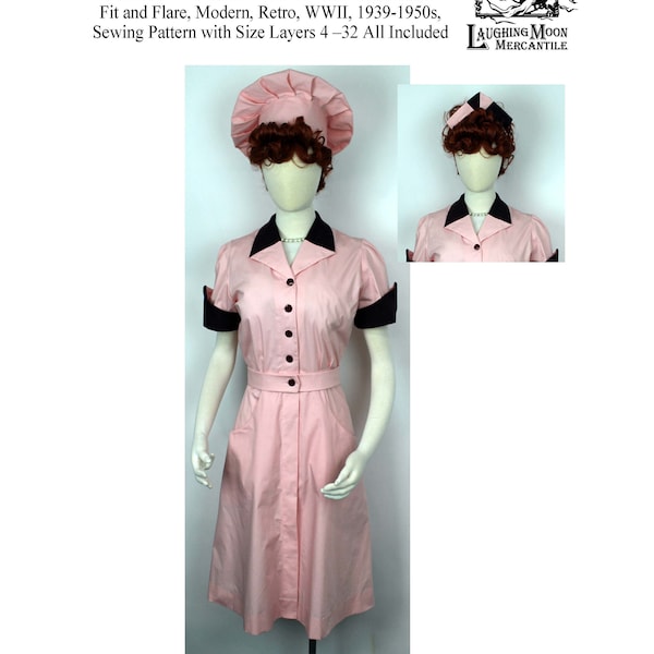 134-A Lucy Chocolate Factory Angelica Uniform Sewing Pattern - Size selectable 4-32 - Laughing Moon Mercantile