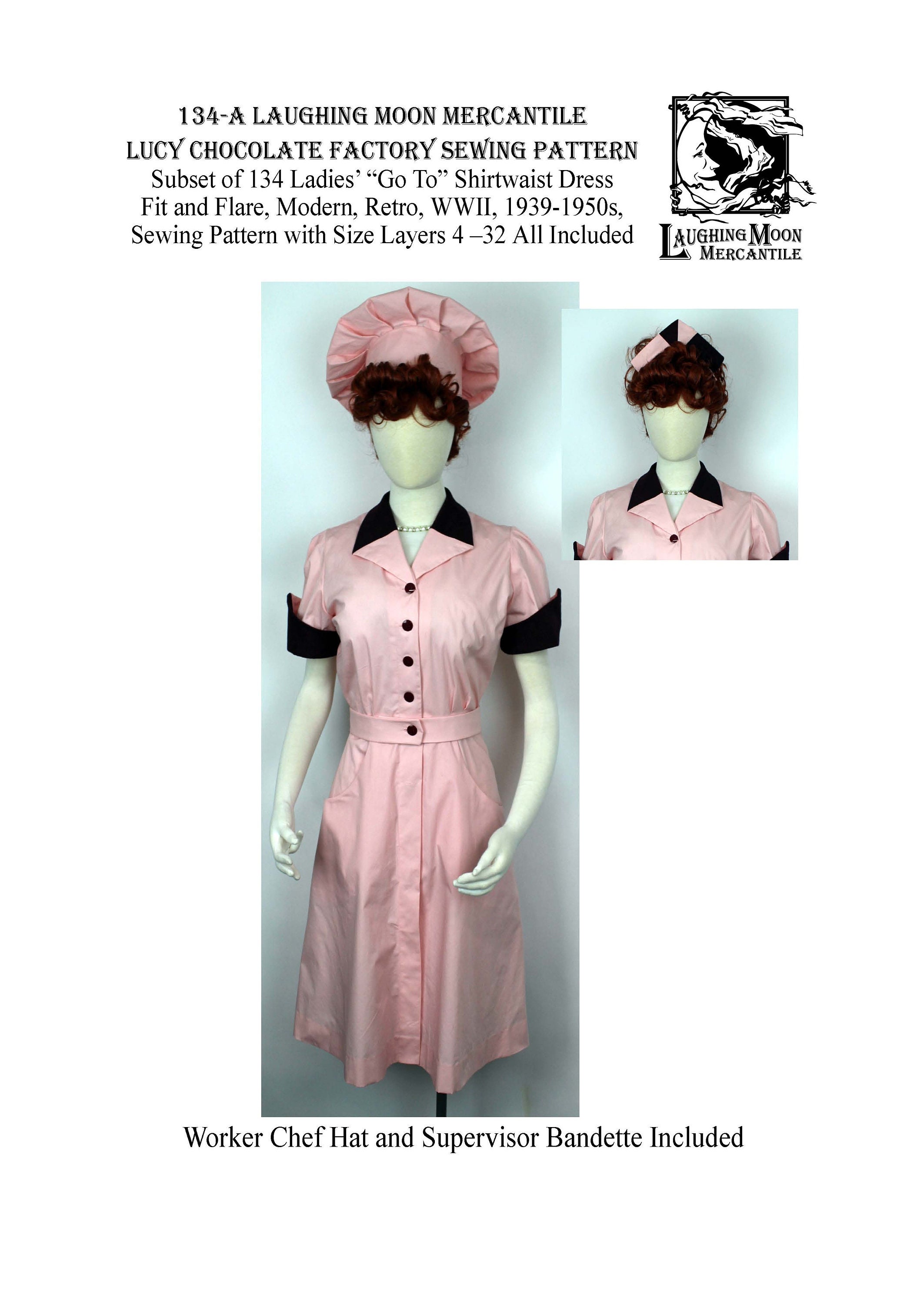 134A Lucy Chocolate Factory Angelica Uniform Sewing Pattern Size