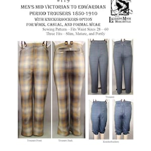119 Men's Victorian and Edwardian Trousers, Knickerbockers, and Cycling Plus Fours 1850 - 1910 With Size Layers