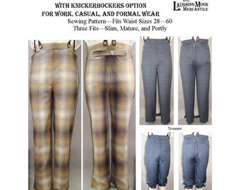 119 Men's Victorian and Edwardian Trousers, Knickerbockers, and Cycling Plus Fours 1850 - 1910 With Size Layers